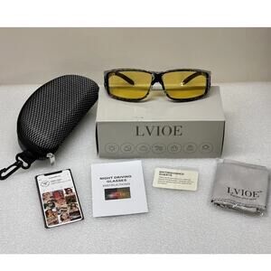 LVIOE Wrap Around Style Night Vision Glasses - Yellow - Brand New